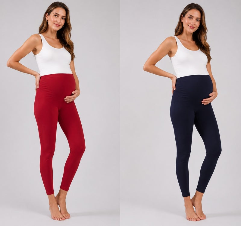 TUMMY Pack of 2 Viscose Solid High Waist Maternity Leggings - Image 1