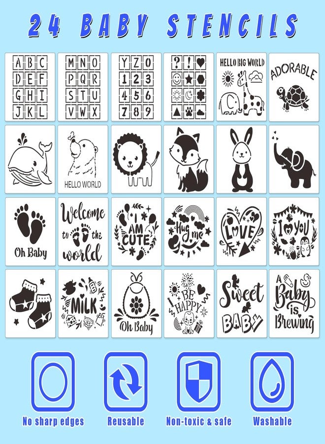 Aisharery 74 Pcs Baby Shower Games DIY Kit 20 Baby Feeder Bibs 9 White Bodysuits 24 Stencils 20 Fabric Markers 1 Sign - Image 5