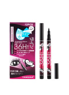 Gnker Eyeliner Waterproof Professional Liquid Long Lasting Cosmetics Eye Liner Pen Black 12 Pcs  - Image 1
