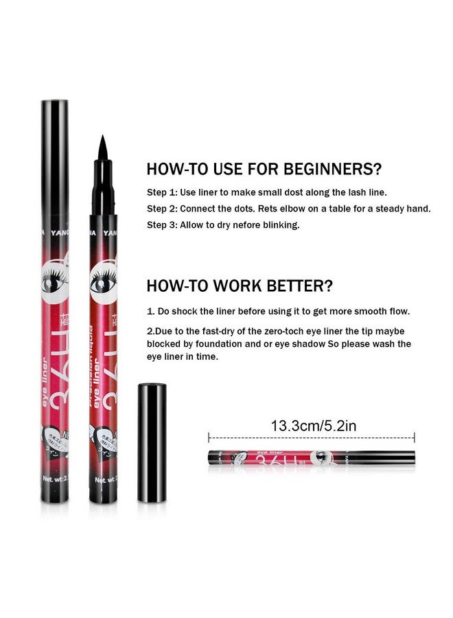 Gnker Eyeliner Waterproof Professional Liquid Long Lasting Cosmetics Eye Liner Pen Black 12 Pcs - Image 4