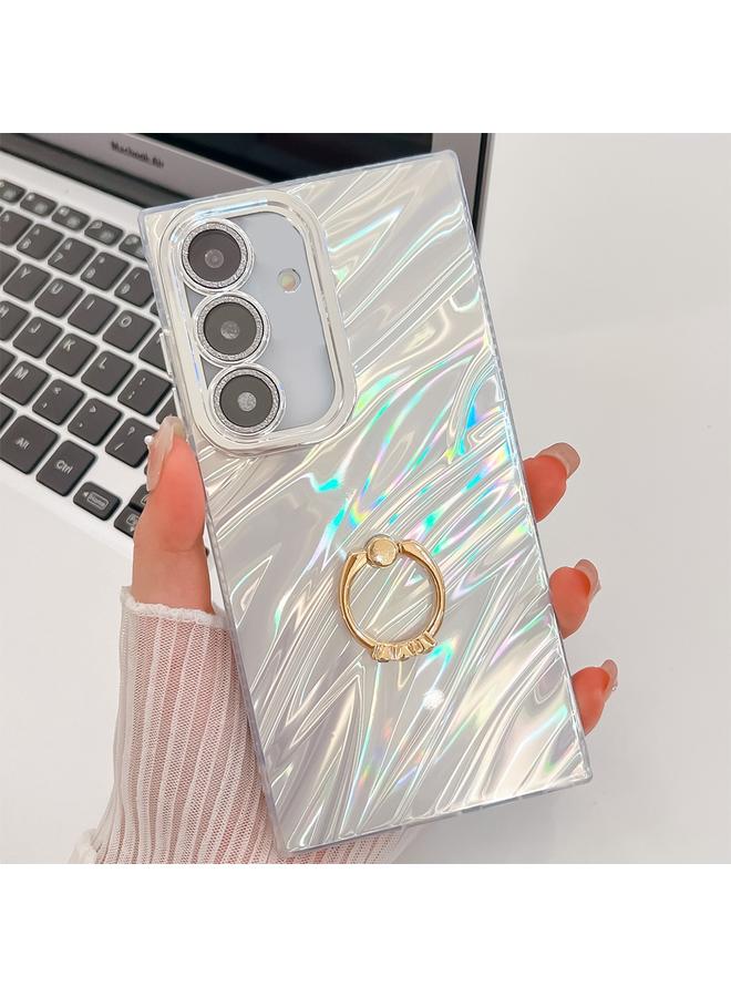 S-TOP Case For Samsung Galaxy A54 5G Plating Glitter Texture Ring Holder TPU Phone Case with Lens Film - Image 1