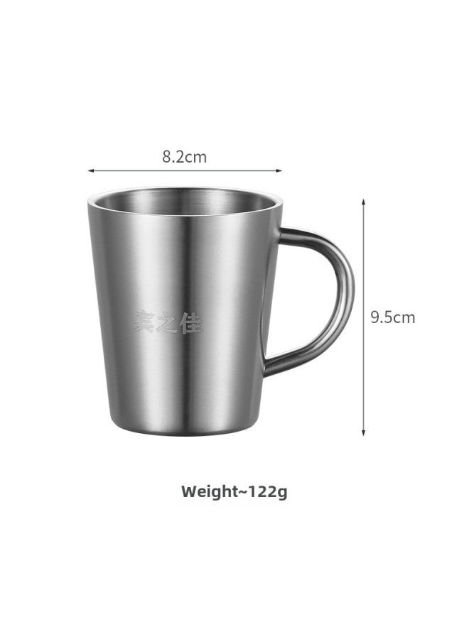 Korean-style 304 Stainless Steel Double-layer Water Cup With Handlebar Beer Cup Insulated Household Coffee Mug Restaurant Mouth Cup-Color:304 With Handle -Capacity:550ml  - Image 1