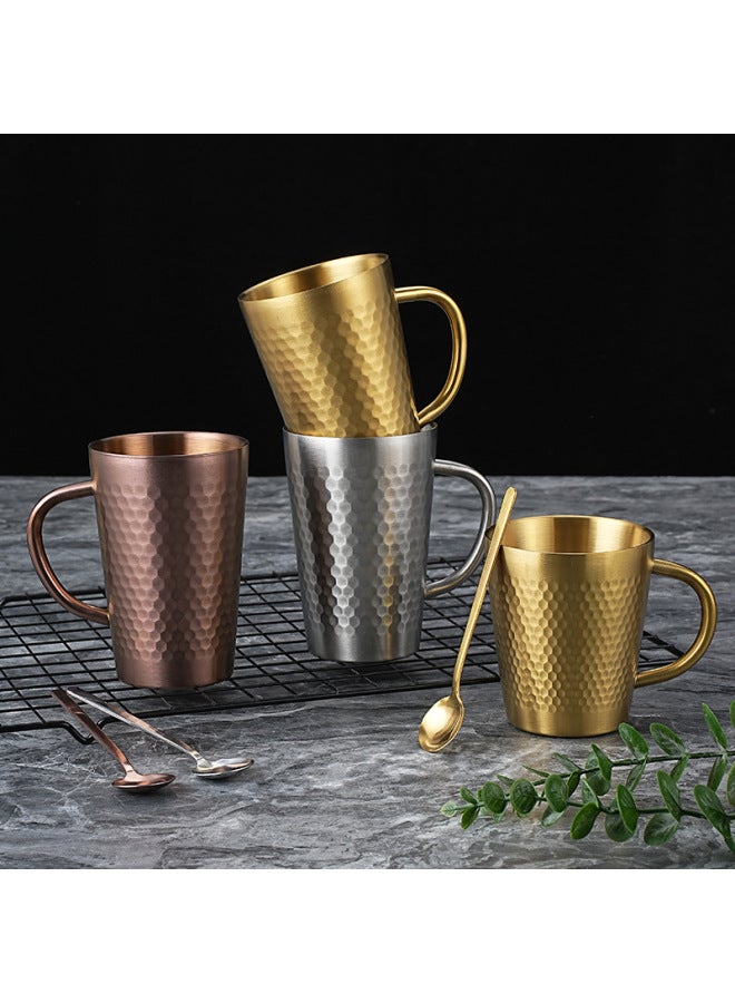Korean-style 304 Stainless Steel Double-layer Water Cup With Handlebar Beer Cup Insulated Household Coffee Mug Restaurant Mouth Cup-Color:304 With Handle -Capacity:550ml  - Image 3