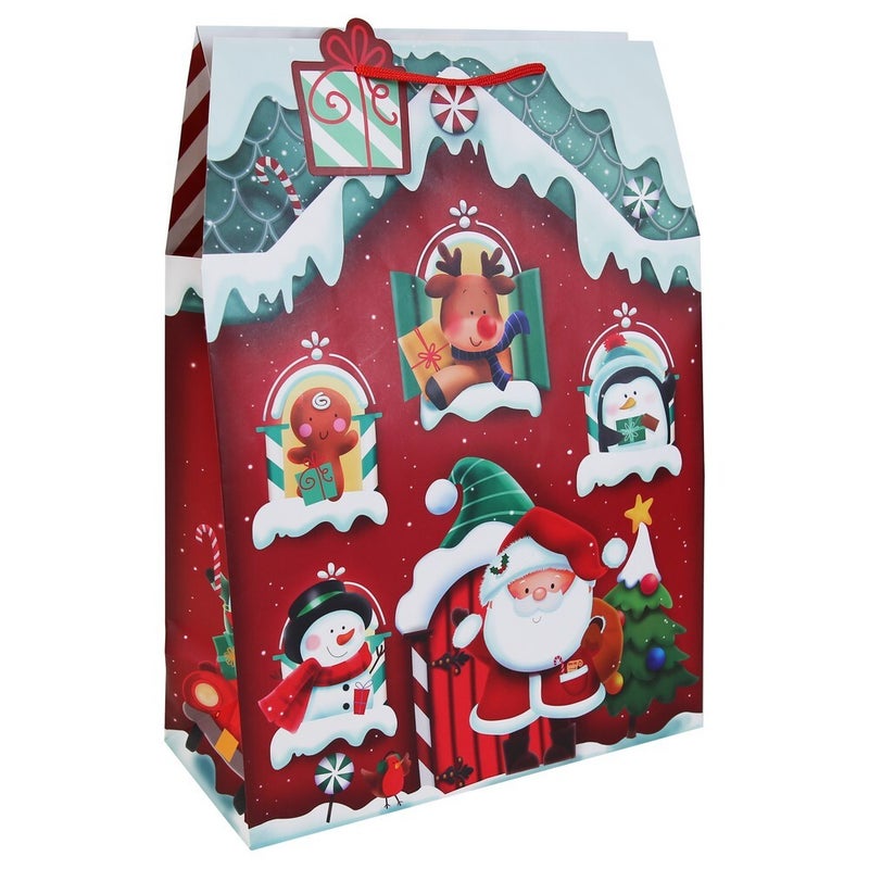 Eurowrap Santa's Grotto Gift Bag – Christmas and Holiday Gift Bag, Festive Packaging, Seasonal Present Holder, Holiday Celebration, and Perfect Christmas Gifting Essentials - Size XL