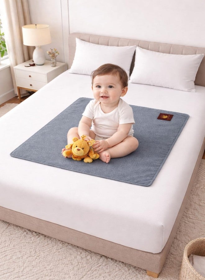Aazeem Anti-Piling Fleece Extra Absorbent Instant Dry Sheet |Baby Bed Protector, Waterproof Baby Sheet|Washable|Perfect for Kids|Cotton Terry|Grey| Small Size |Set of 5| - Image 1
