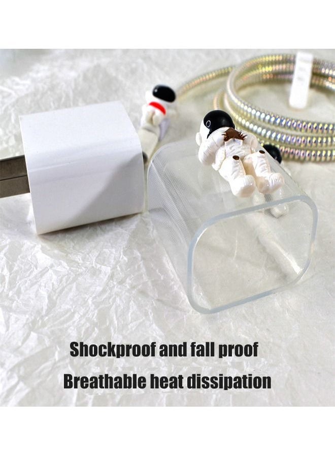 Generic Astronaut Themed Flexible Silicone Cable Protector For iPhone, Touch Comfortable, Reduce The Risk of Fraying and Breaking, Charger Protector Cover Compatible With 18W/20W iPhone Charger(White)  - Image 3