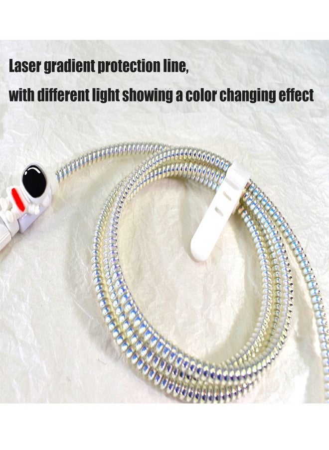 Generic Astronaut Themed Flexible Silicone Cable Protector For iPhone, Touch Comfortable, Reduce The Risk of Fraying and Breaking, Charger Protector Cover Compatible With 18W/20W iPhone Charger(White)  - Image 4