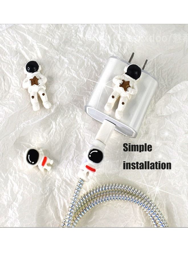 Generic Astronaut Themed Flexible Silicone Cable Protector For iPhone, Touch Comfortable, Reduce The Risk of Fraying and Breaking, Charger Protector Cover Compatible With 18W/20W iPhone Charger(White)  - Image 2