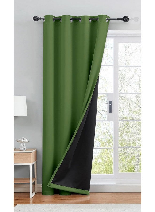 BFAM Premium Full Blackout Curtain -100% Blackout Curtain for Bedroom with Black Liner, Grommet Double Layer Full Room Darkening, SOUNDPROOF,Polyster, 1 Curtain,GREEN-7FT - Image 1
