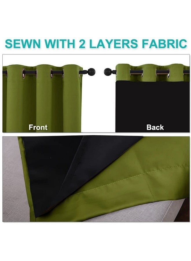BFAM Premium Full Blackout Curtain -100% Blackout Curtain for Bedroom with Black Liner, Grommet Double Layer Full Room Darkening, SOUNDPROOF,Polyster, 1 Curtain,GREEN-7FT - Image 2