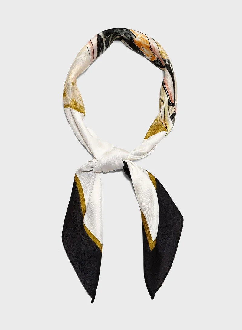 Ginger Slogan Illustration Silk Scarf