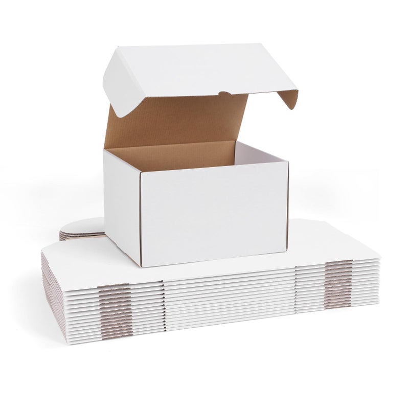 WIFTREY 10x8x6 inches Shipping Boxes White set of 15, 10 x 8 x 6 Corrugated Cardboard Boxes for Packaging Small Business, Moving, Mailing - Image 1