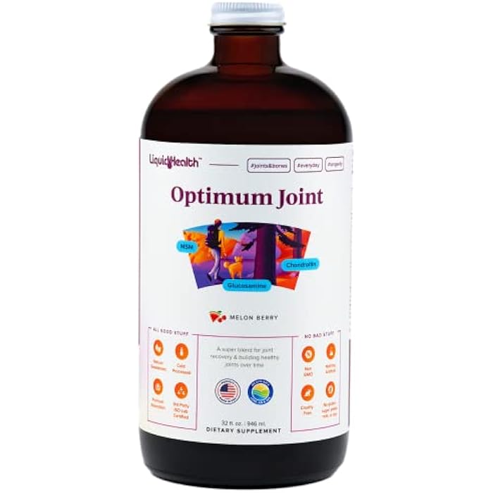 LIQUIDHEALTH Optimum Joint Support Supplement with Glucosamine, Chondroitin, MSM, Hyaluronic Acid - Triple Strength Liquid Vitamins, Gluten-Free, Dairy-Free, Soy-Free Joint Juice, Made in USA (32 oz) - Image 1