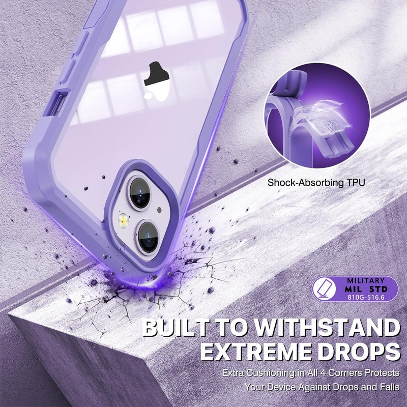CENHUFO Privacy for iPhone 14 Plus Case, Full Body Phone Case with Built-in 9H Tempered Glass Privacy Screen Protector and Camera Lens Protector, Anti Peep Shockproof Bumper Clear Cover - Purple Classic trendy design picks - Image 5