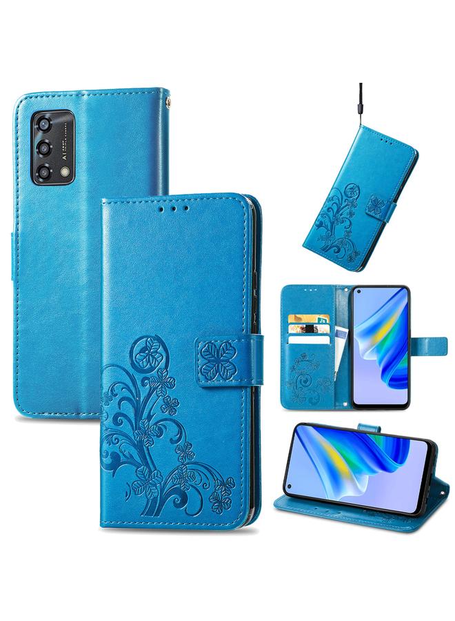 اس-توب جراب لهاتف OPPO A95 5G، جراب هاتف جلدي منقوش بأربع أوراق - Image 1