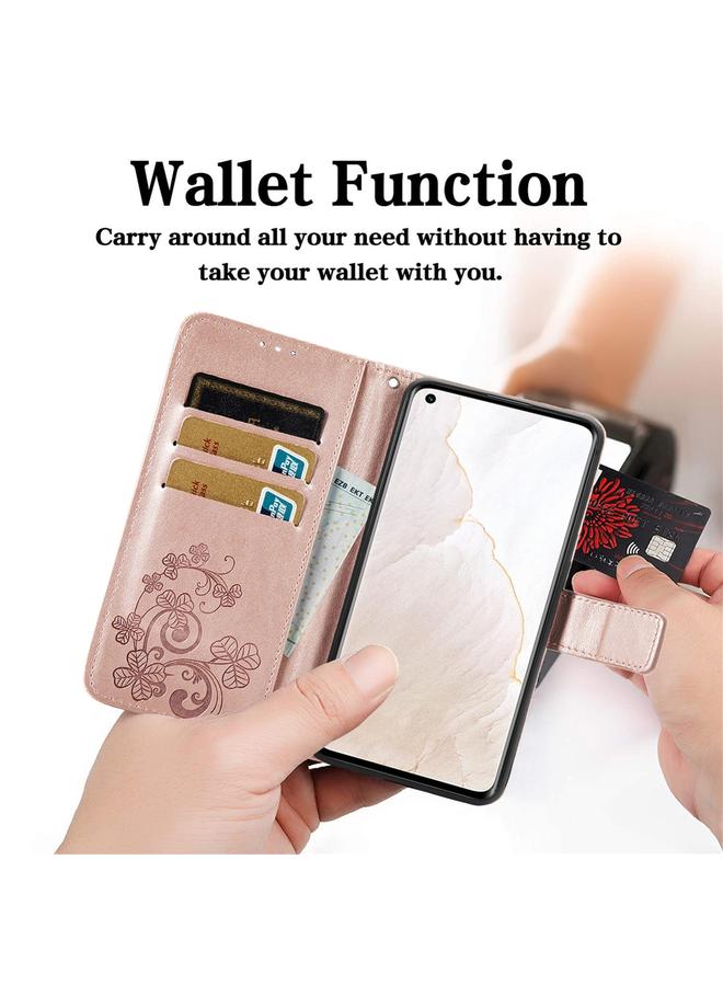 اس-توب جراب لهاتف OPPO A95 5G، جراب هاتف جلدي منقوش بأربع أوراق - Image 5