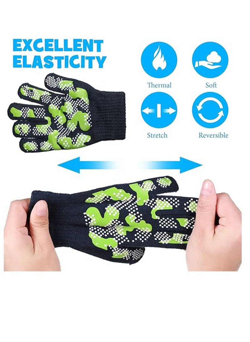 Stretchy Winter Gloves for Kids, Camouflage Full-Finger Design for Boys Ages 5-8, Soft and Warm Acrylic  Spandex Material, Cool Colors, Medium Size (6 Pairs) - Image 5