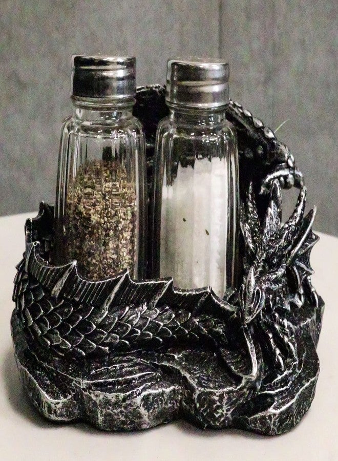 Ebros Gift Fire Spice Gothic Medieval Sleeping Dragon Salt And Pepper Shakers Holder Figurine Set 5.75"L As Dungeons And Dragons Medieval Fantasy Kitchen Decor Accent - Image 2