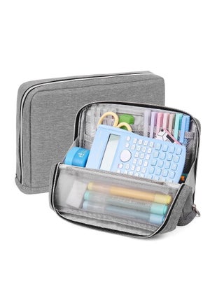 Standing Pencil Case, Big Capacity Pencil Pouch, Large Stationery Organizer Bag, Canvas Office School Supplies, for Primary, Middle, College Students Girls Boys, Grey - pzsku/Z946058F3A93E49688D3AZ/45/_/1689907746/5e1a80af-075d-4f94-9214-ecdb0c09f293