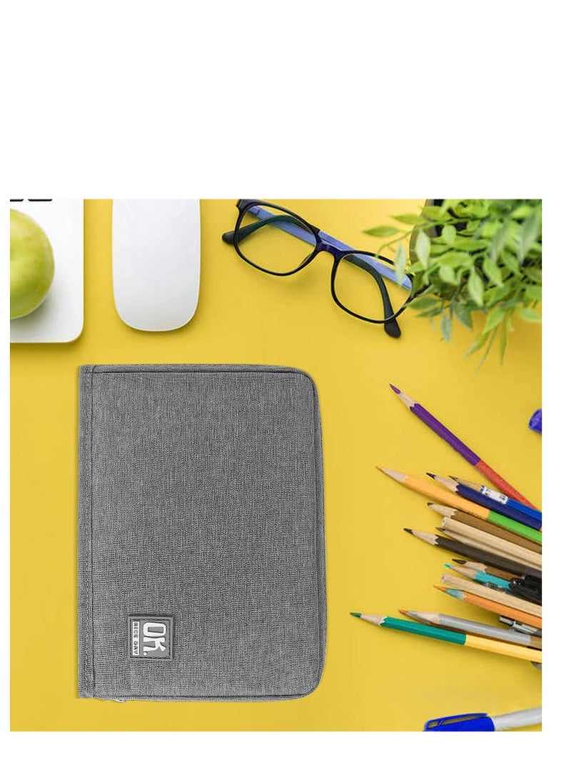 SYOSI - Standing Pencil Case, Big Capacity Pencil Pouch, Large Stationery Organizer Bag, Canvas Office School Supplies, for Primary, Middle, College Students Girls Boys, Grey - Image 1