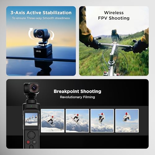 IZI IRIS Pocket 4K Vlogging Camera - with Dual AMOLED Display 1/1.3" CMOS Sensor, 3-Axis Gimbal Stabilizer, AI Tracking, 512GB Support, 160-Min Battery, Best Video Camera for Youtubers & Instagram - Image 5