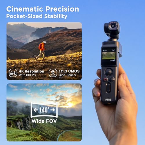IZI IRIS Pocket 4K Vlogging Camera - with Dual AMOLED Display 1/1.3" CMOS Sensor, 3-Axis Gimbal Stabilizer, AI Tracking, 512GB Support, 160-Min Battery, Best Video Camera for Youtubers & Instagram - Image 3