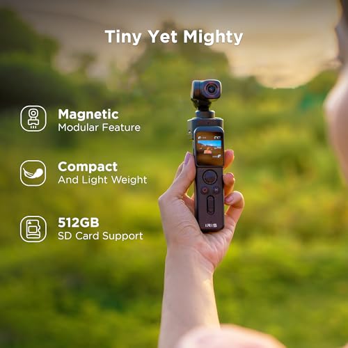 IZI IRIS Pocket 4K Vlogging Camera - with Dual AMOLED Display 1/1.3" CMOS Sensor, 3-Axis Gimbal Stabilizer, AI Tracking, 512GB Support, 160-Min Battery, Best Video Camera for Youtubers & Instagram - Image 4