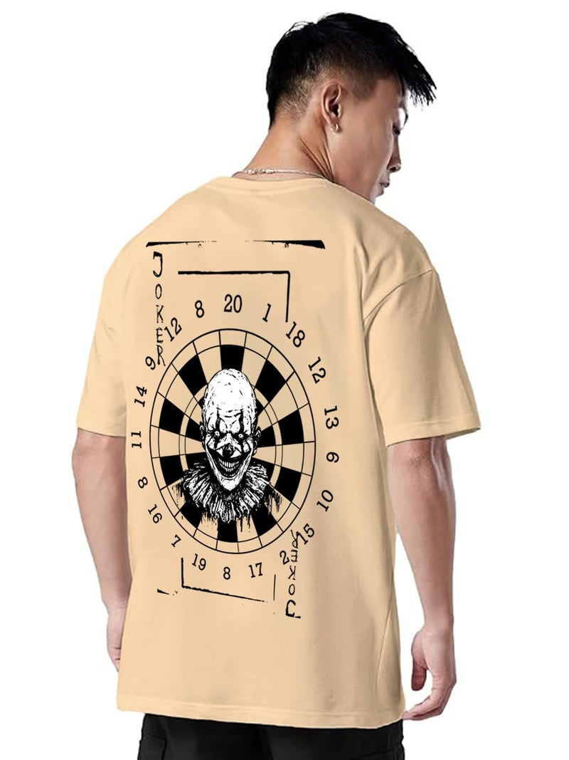 Veirdo® Pure Cotton Oversized Baggy Fit Joker Graphic Printed Beige T-Shirt for Men/Boys (OS_V_Joker_BG_M) - Image 2