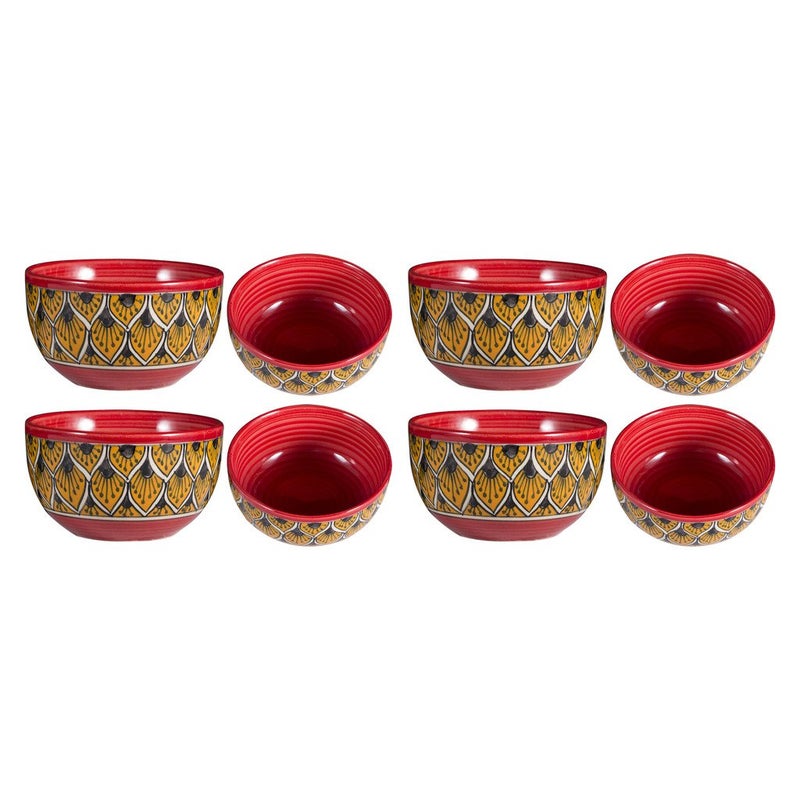 Caffeine Ceramic Handmade Orange Morocco Katori Bowl 8 Pc - Image 1