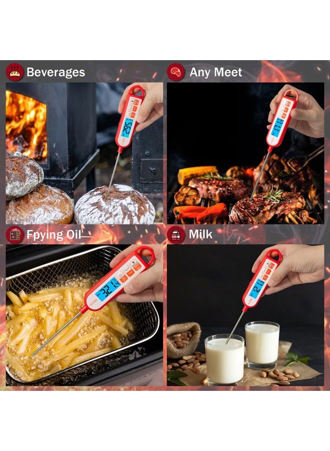 GLVSAE Digital Instant Read Meat Thermometer Waterproof Food Thermometer with 5.1 inch Long Probe for Food Cooking, Candy, BBQ, Liquid and Meat Temperature Measurement by GLVSAE (Red) - Image 3