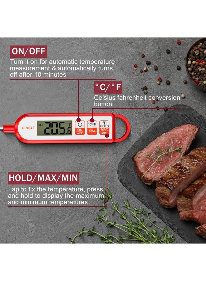 GLVSAE Digital Instant Read Meat Thermometer Waterproof Food Thermometer with 5.1 inch Long Probe for Food Cooking, Candy, BBQ, Liquid and Meat Temperature Measurement by GLVSAE (Red) - Image 4