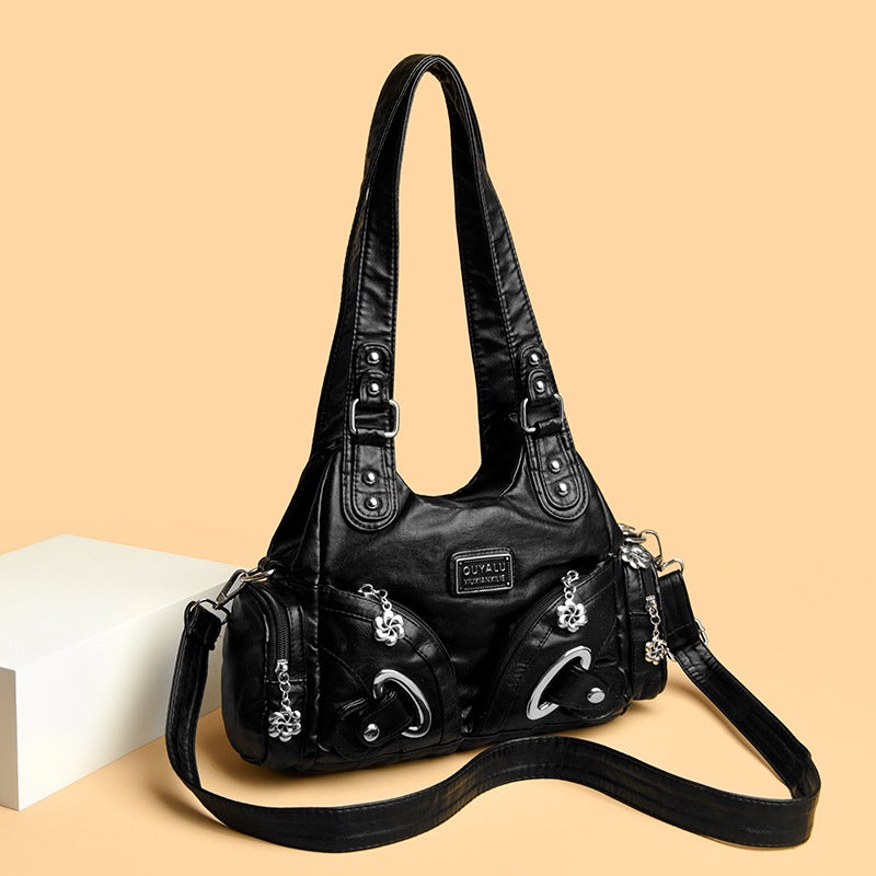 Vintage Moto PU Women's Crossbody Shoulder Bag - Image 1