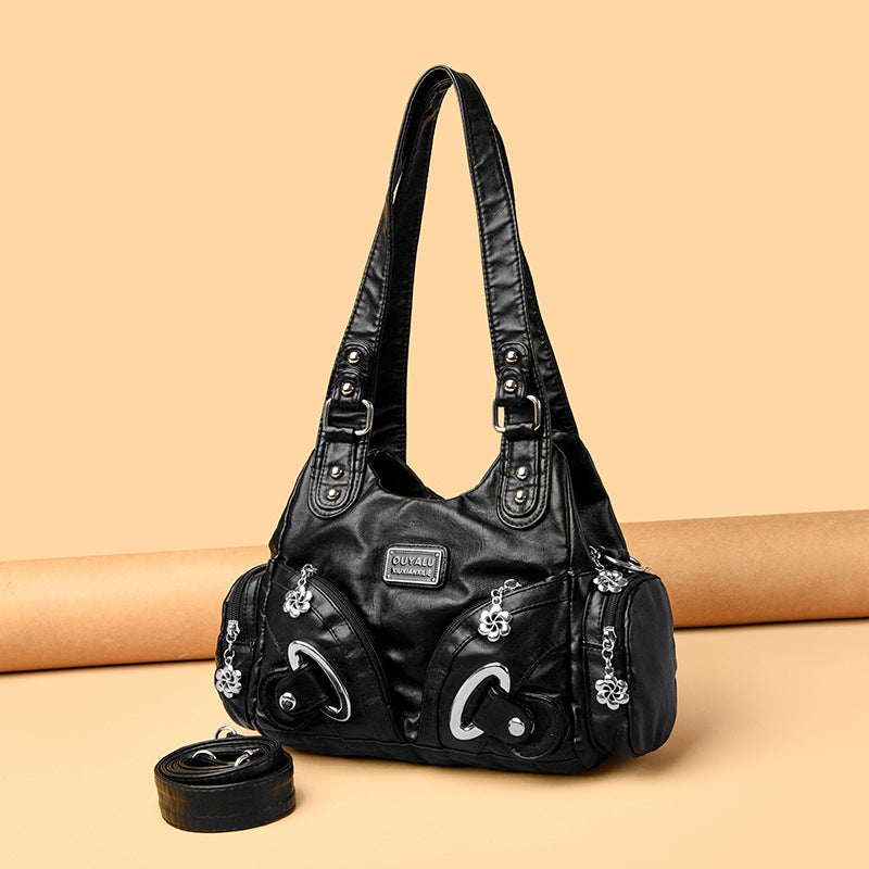 Vintage Moto PU Women's Crossbody Shoulder Bag - Image 2