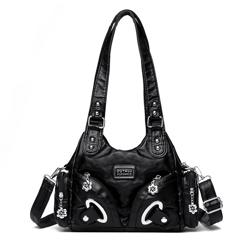 Vintage Moto PU Women's Crossbody Shoulder Bag - Image 5