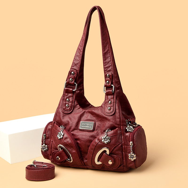 Vintage Moto PU Women's Crossbody Shoulder Bag - Image 4