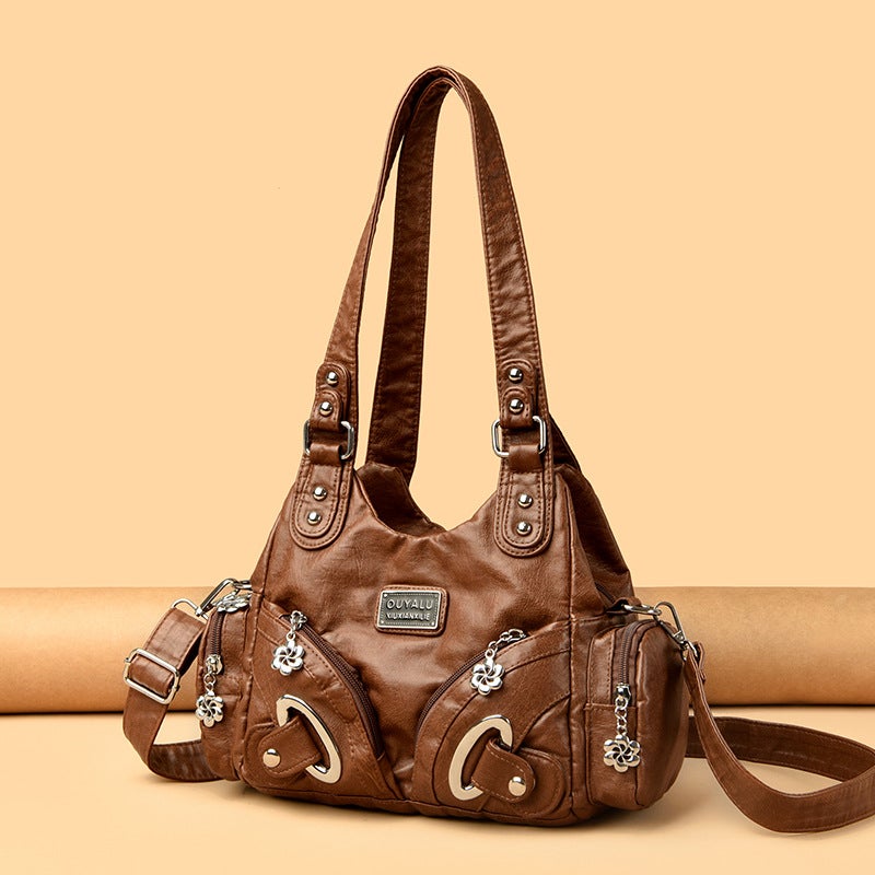 Vintage Moto PU Women's Crossbody Shoulder Bag - Image 3
