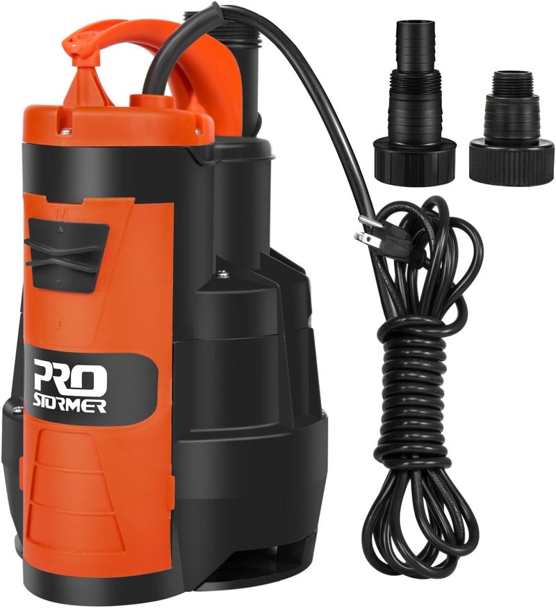 Prostormer Sump Pump, 3500 GPH 1HP Submersible Clean/Dirty Water Pump with Build-in Float Switch for Pool, Pond, Garden, Flooded Cellar and Irrigation - Image 1