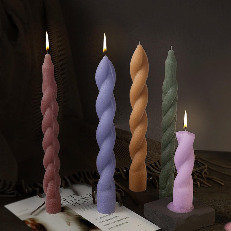 ESEENS 2 Pack Stick Candle Wave Pillar Candle & Resin Mold - Resin Casting Silicone Molds for Home Decor & Candle Making Wave Spiral Mold - Image 2