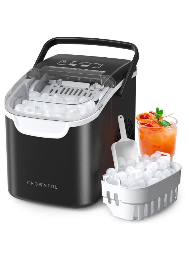 CROWNFUL Portable Countertop Ice Maker, 8 Cubes in 6 Mins, 12kg/Day, 2 Sizes, Self-Cleaning - Image 1