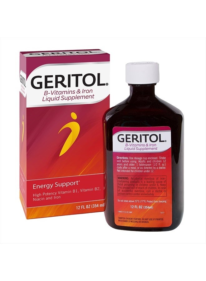 Geritol Liquid Vitamin And Iron Supplement Energy Support Contains High Potency Bvitamins And Iron Pleasant Tasting - Image 1