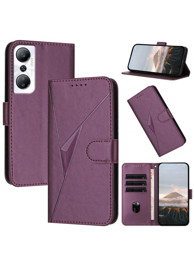 S-TOP Case For Infinix Hot 20 4G Triangle Pattern Buckle Clasp Leather Phone Case - Image 1