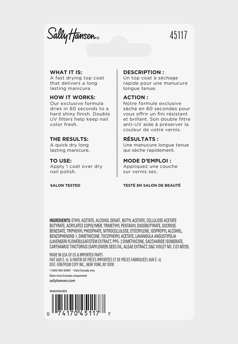 Sally Hansen Insta-DriÂ®, Clear Top Coat, Quick Dry, Long Lasting, Streak-Free Shine, Clear Nail Polish - Image 2