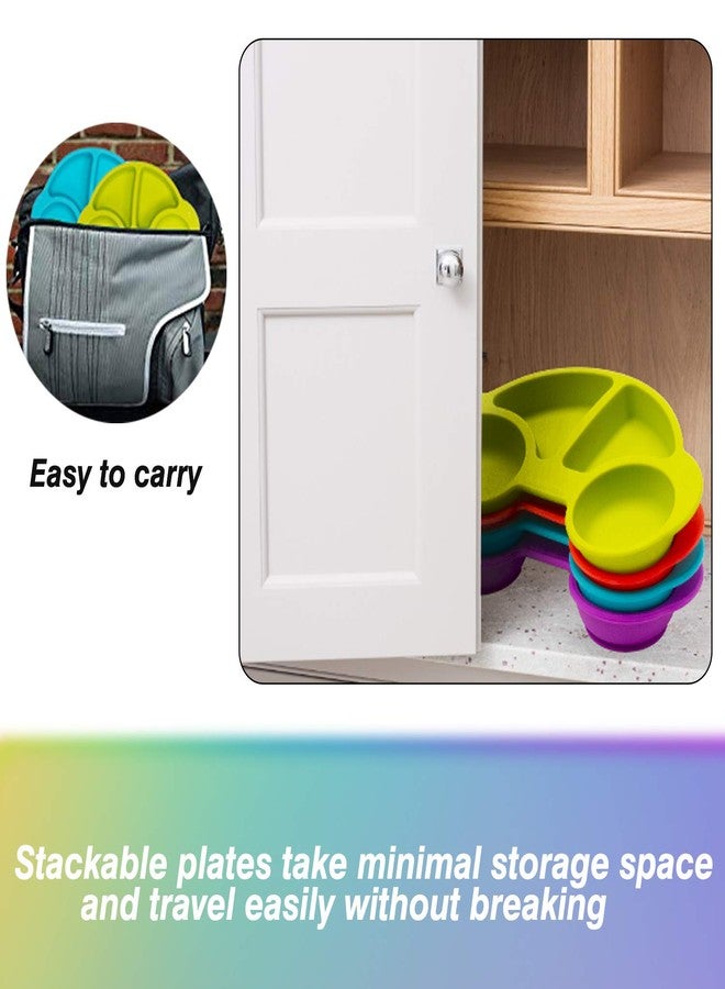 كيوشاير أطباق كيوشير للأطفال الصغار، أطباق أطفال محمولة، أطباق شفط قوية خالية من مادة BPA للأطفال الصغار، مفرش سيليكون آمن للاستخدام في غسالة الصحون والميكروويف 10×7×1 بوصة - Image 5