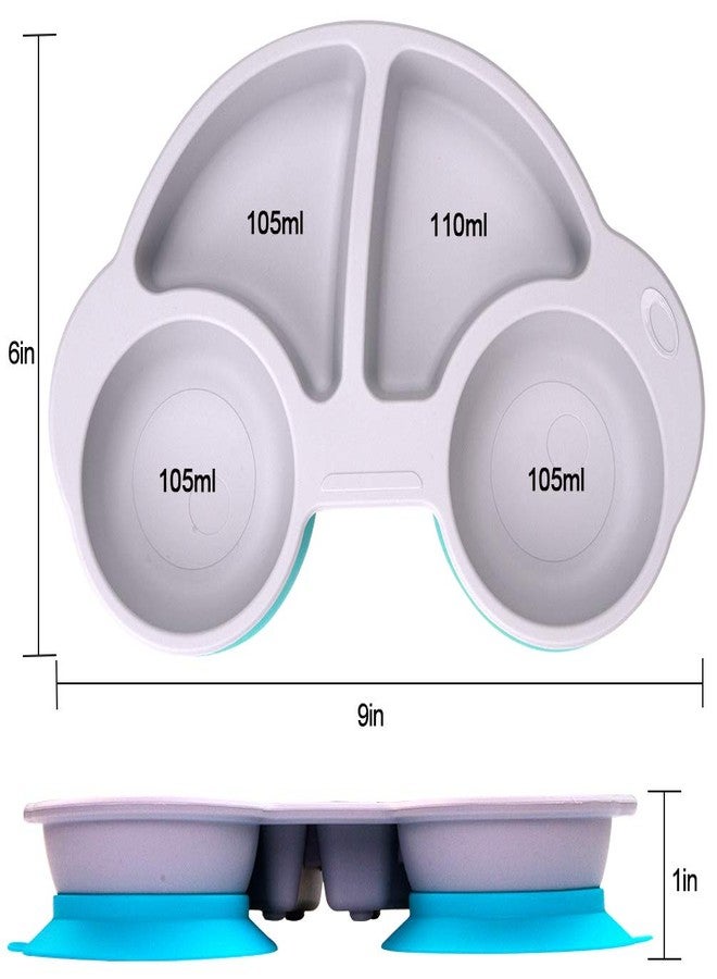 كيوشاير أطباق كيوشير للأطفال الصغار، أطباق أطفال محمولة، أطباق شفط قوية خالية من مادة BPA للأطفال الصغار، مفرش سيليكون آمن للاستخدام في غسالة الصحون والميكروويف 10×7×1 بوصة - Image 2