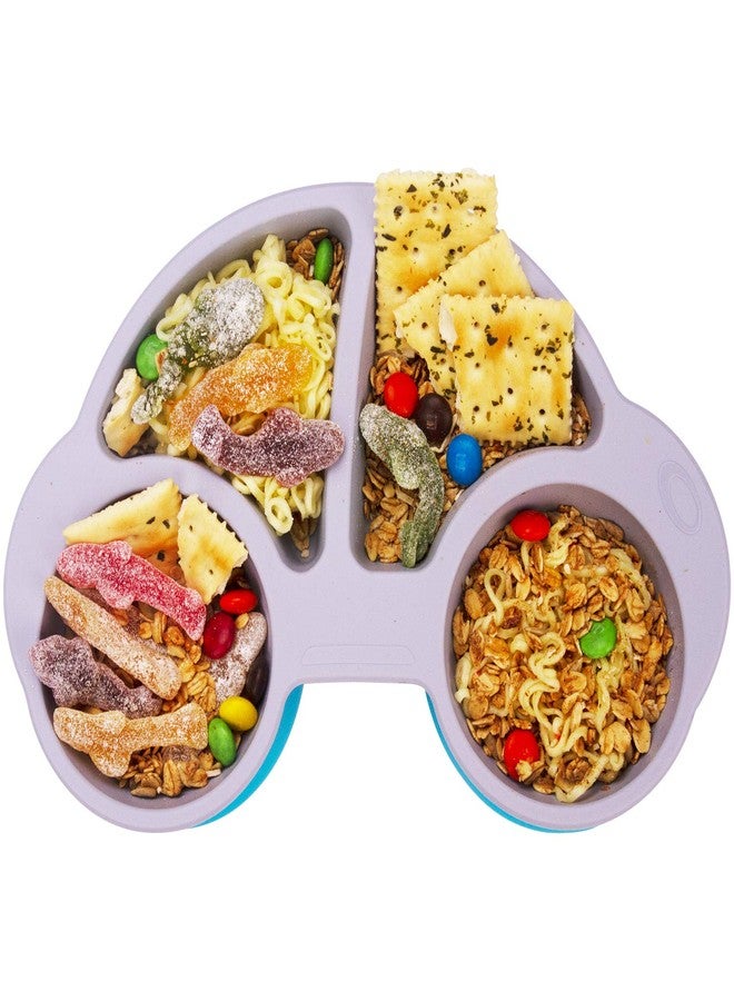 كيوشاير أطباق كيوشير للأطفال الصغار، أطباق أطفال محمولة، أطباق شفط قوية خالية من مادة BPA للأطفال الصغار، مفرش سيليكون آمن للاستخدام في غسالة الصحون والميكروويف 10×7×1 بوصة - Image 1