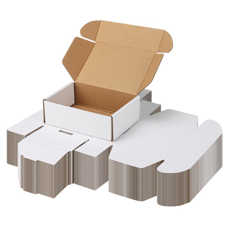 PHAREGE 6x4x2 Inch Shipping Boxes 50 Pack White, Tab Lock Tuck Top Mailer Boxes for Packaging Small Business, Cardboard Gift Boxes for Wrapping Mailing Present - Image 1