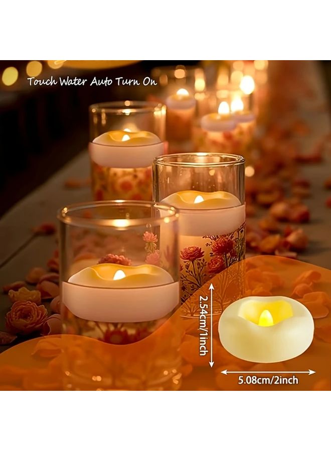 12 قطعة من شموع LED العائمة عديمة اللهب تعمل بالبطارية بلون أبيض دافئ للحمامات وحفلات الزفاف والمسابح - Image 4