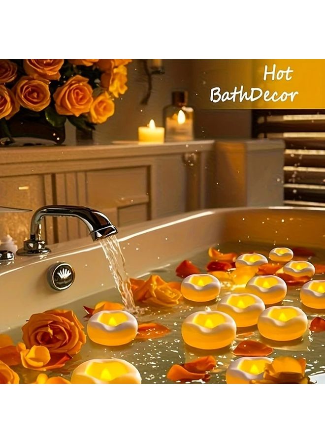 12 قطعة من شموع LED العائمة عديمة اللهب تعمل بالبطارية بلون أبيض دافئ للحمامات وحفلات الزفاف والمسابح - Image 2