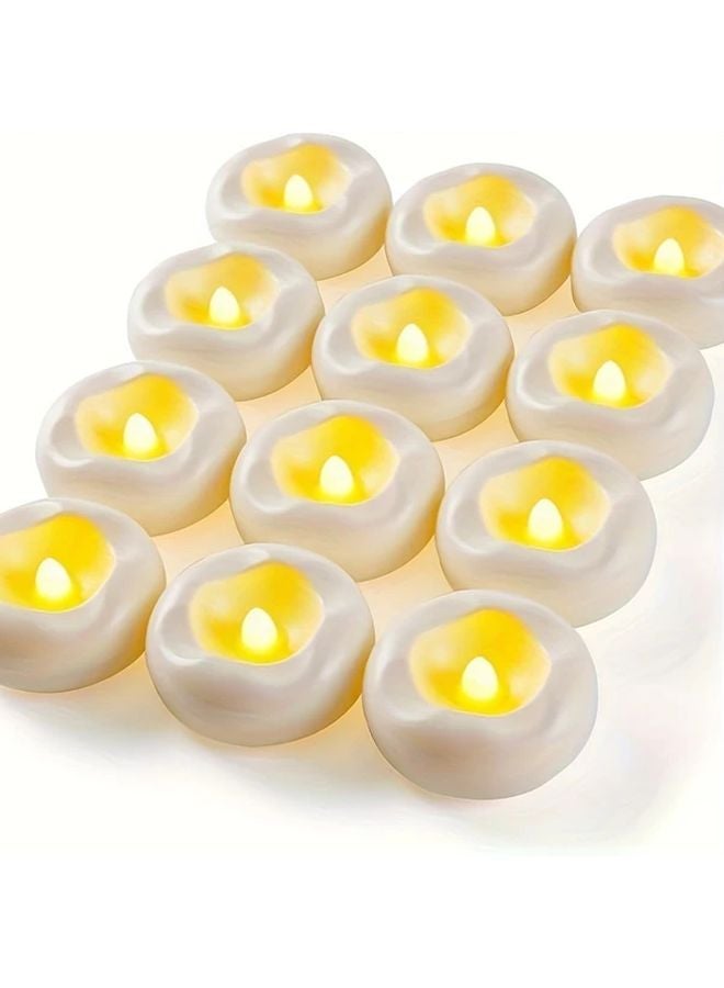 12 قطعة من شموع LED العائمة عديمة اللهب تعمل بالبطارية بلون أبيض دافئ للحمامات وحفلات الزفاف والمسابح - Image 3
