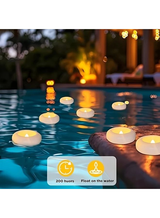 12 قطعة من شموع LED العائمة عديمة اللهب تعمل بالبطارية بلون أبيض دافئ للحمامات وحفلات الزفاف والمسابح - Image 5